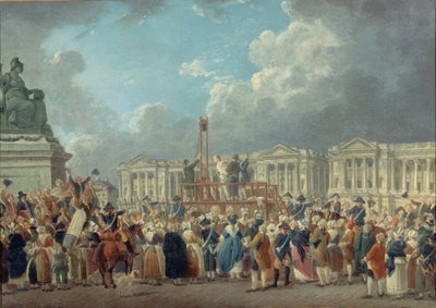 En henrettelse på Place de la Revolution, ca. 1793. av Pierre Antoine Demachy