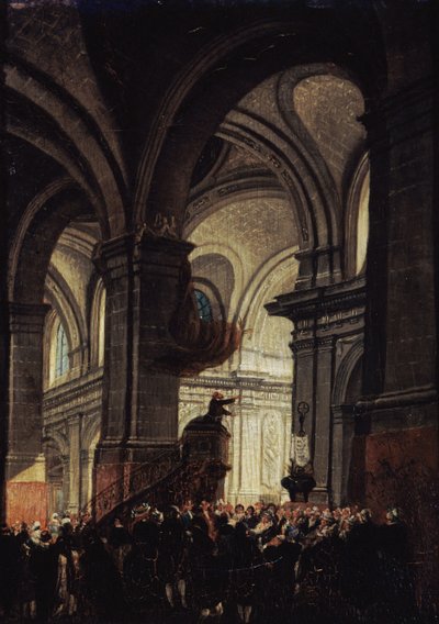 En kapusinerpreken i Saint Roch-kirken, 1780. av Pierre Antoine Demachy