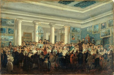 Offentlig salg av malerier, c. 1785. av Pierre Antoine Demachy