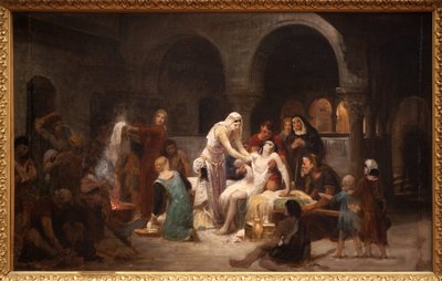 Den hellige Elizabeth av Ungarn (1207-1231) som tar seg av de syke. Maleri av Pierre Auguste Cot (1837-1883), olje på lerret av Pierre Auguste Cot