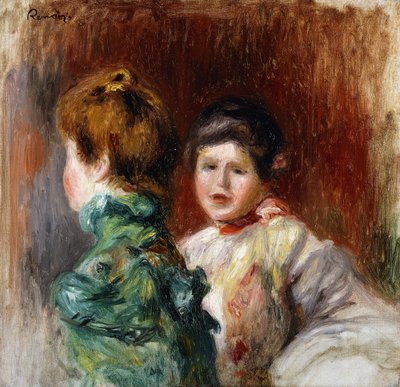 En skisse av hodene til to kvinner; Esquisse, Deux Tetes de Femmes, 1895 av Pierre Auguste Renoir