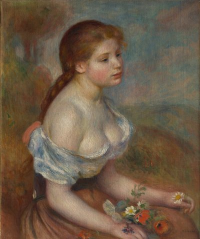 En ung jente med tusenfryd, 1889. av Pierre Auguste Renoir