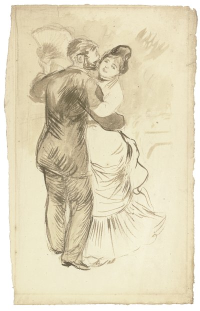 En studie for "Dans på landsbygda", 1883 av Pierre Auguste Renoir