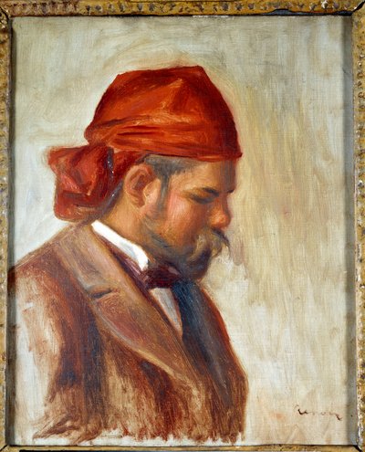 Ambroise Vollard (1868-1939) med et rødt skjerf, malerhandler, av Pierre Auguste Renoir (1841-1919), ca. 1899 av Pierre Auguste Renoir
