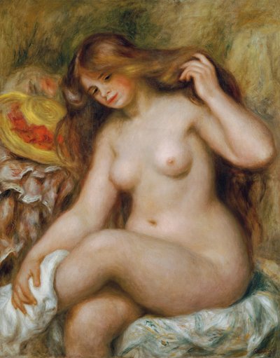 Bader med blondt, løst hår, ca. 1903. av Pierre Auguste Renoir