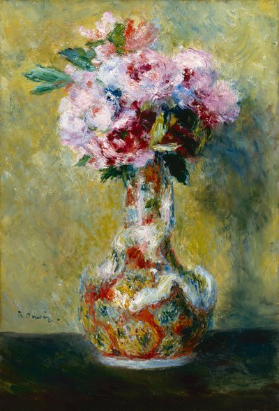 ""Bukett med blomster i en japansk vase"" (japonisme) Maleri av Pierre Auguste Renoir (1841-1919) 1878 Indianapolis Museum of Art USA av Pierre Auguste Renoir