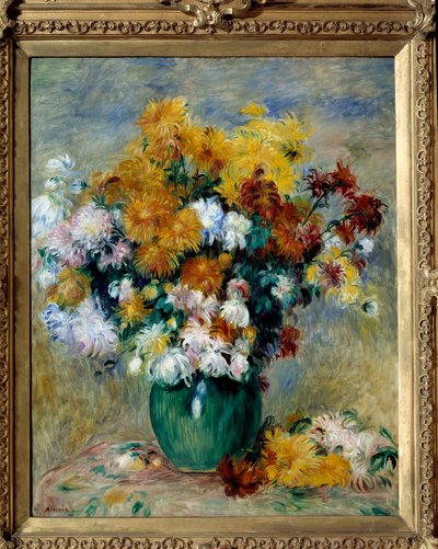 Bukett med krysantemum. Maleri av Pierre Auguste Renoir (1841-1919) av Pierre Auguste Renoir
