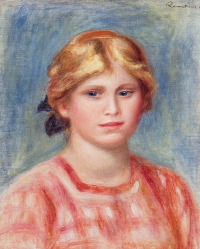 Byste av en kvinne med en rosefarget bluse, 1905 av Pierre Auguste Renoir