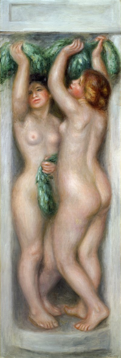 Karyatider, ca. 1910 (olje på panel) av Pierre Auguste Renoir