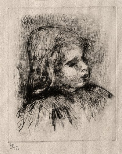 Claude Renoir, tre fjerdedeler til høyre, 1908. av Pierre Auguste Renoir