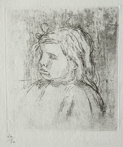 Claude Renoir, tre fjerdedeler til venstre, 1908. av Pierre Auguste Renoir
