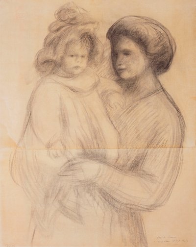 Claude Renoir i armene til sin sykepleier, Renee Jolivet; Claude Renoir i armene til sin sykepleier, Renee Jolivet, 1903 av Pierre Auguste Renoir