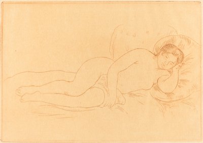 Kvinne naken tilbakelent Femme nue couchee, 1906. av Pierre Auguste Renoir