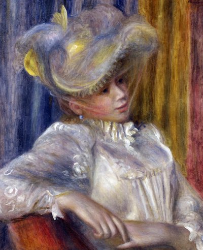 ""Kvinne med hatt"" Maleri av Pierre Auguste Renoir (1841-1919) 1891 Dim 56x46,5 cm National Museum of Western Art, Tokyo av Pierre Auguste Renoir
