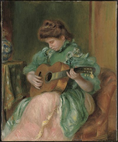 Kvinne med gitar, ca. 1896-1897 (olje på lerret) av Pierre Auguste Renoir