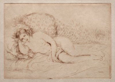 Tilbakelent naken kvinne, 1906. av Pierre Auguste Renoir