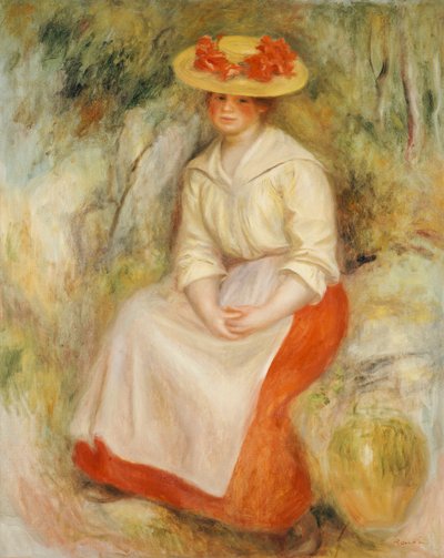 Gabrielle i en stråhatt, 1900 av Pierre Auguste Renoir