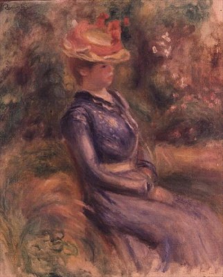 Jente med stråhatt av Pierre Auguste Renoir