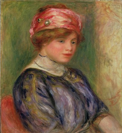 Jente med rosa hatt av Pierre Auguste Renoir