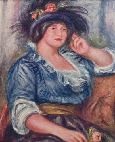 Jente med en rose, 1913, 1923 av Pierre Auguste Renoir