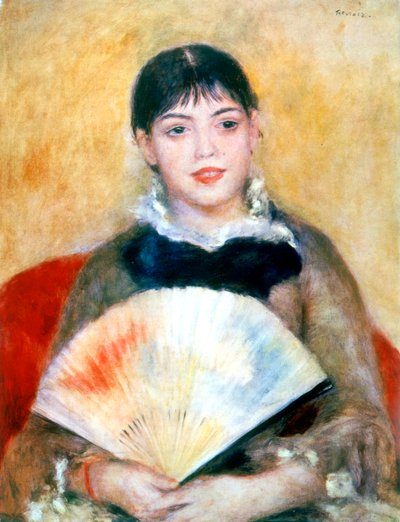 Mädchen mit einem Fächer, 1881 von Pierre Auguste Renoir