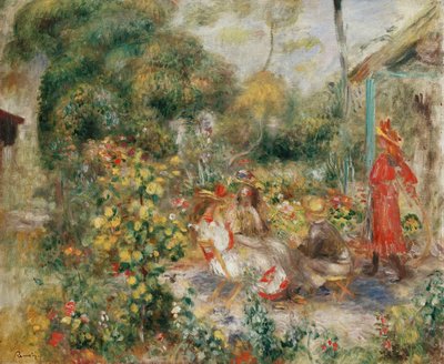 Jenter i en hage i Montmartre; Jenter i en hage i Montmartre, ca. 1893-5 av Pierre Auguste Renoir