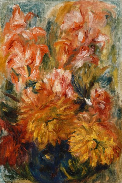 Gladioler i en blå vase; Gladiolus i en blå vase, av Pierre Auguste Renoir