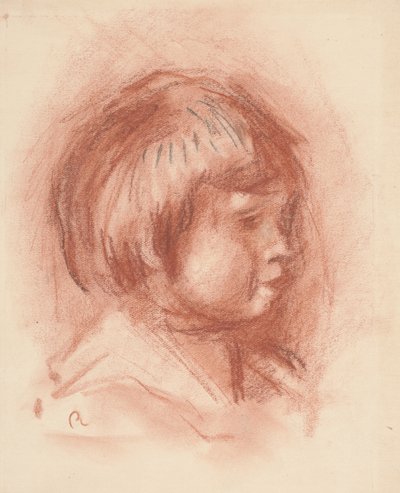 Head of Child, ca. 1906 (sangvinsk kritt) av Pierre Auguste Renoir