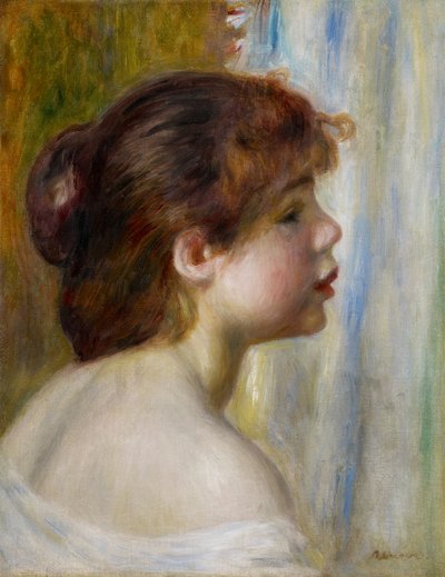 Hodet til en ung kvinne, sent på 1800-tallet av Pierre Auguste Renoir
