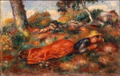 Junges Mädchen auf dem Gras liegend von Pierre Auguste Renoir
