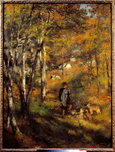 Jules Lecoeur og hundene hans i Fontainebleau-skogen. Maleri av Pierre Auguste Renoir (1841-1919) av Pierre Auguste Renoir