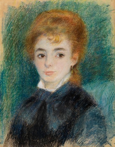 Dame med rødbrun hår, ca. 1875-78 (pastell på tannet papir) av Pierre Auguste Renoir