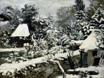 Landskap, snøeffekt, ca. 1868 av Pierre Auguste Renoir