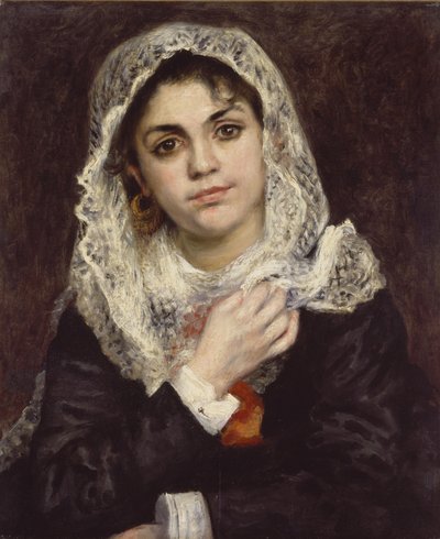 Lise i et hvitt sjal, ca. 1872 av Pierre Auguste Renoir