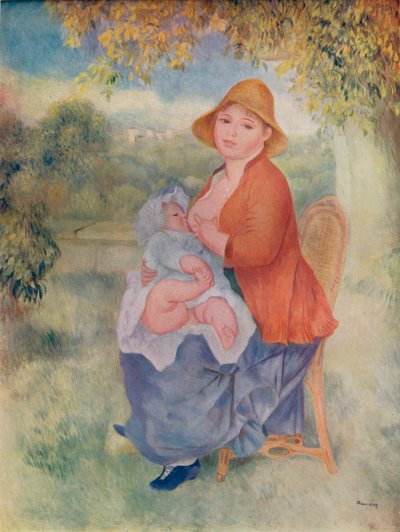 Madame Renoir ammer barnet sitt, c1885 1932 av Pierre Auguste Renoir
