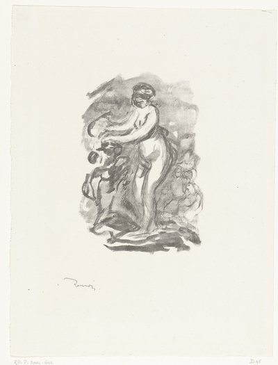 Naken kvinne som står ved siden av vintreet Femme au cep de vigne av Pierre Auguste Renoir