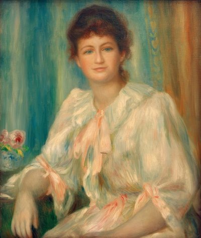 Portrett av en ung kvinne i hvitt av Pierre Auguste Renoir