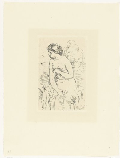 Stående naken kvinne eller badende Baigneuse debout a mi jambes av Pierre Auguste Renoir