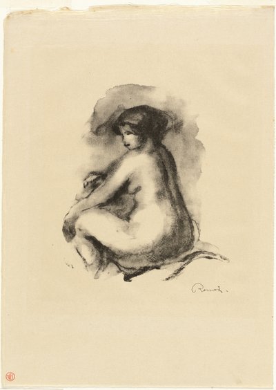 Studie av sittende naken kvinne av Pierre Auguste Renoir