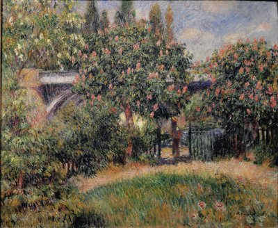Jernbanebroen i Chatou eller de rosa kastanjetrærne - 1881. Olje på lerret av Pierre Auguste Renoir