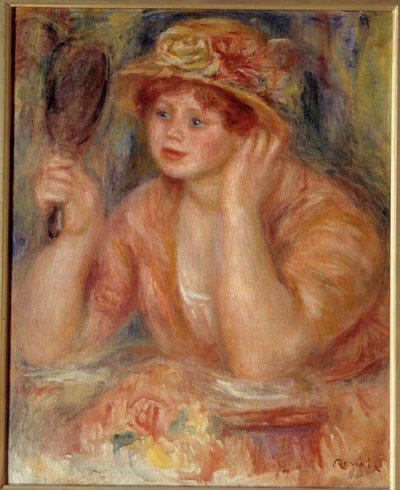 Kvinnen i speilet. Maleri av Pierre Auguste Renoir (1841-1919) av Pierre Auguste Renoir