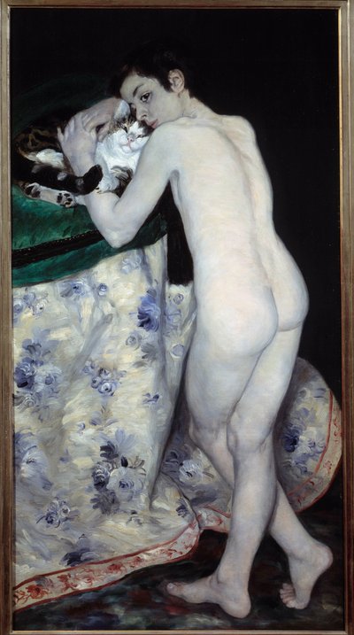 Unggutten til katten. Maleri av Pierre Auguste Renoir (1841-1919) av Pierre Auguste Renoir
