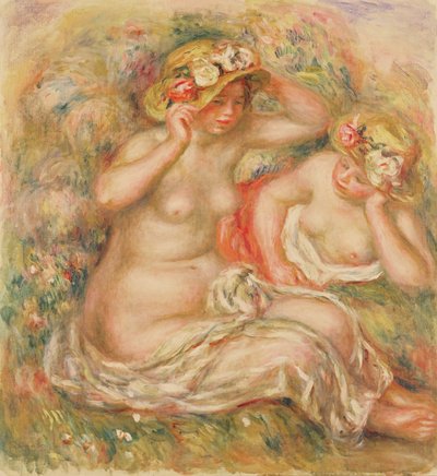 To nakenbilder med hatter av Pierre Auguste Renoir