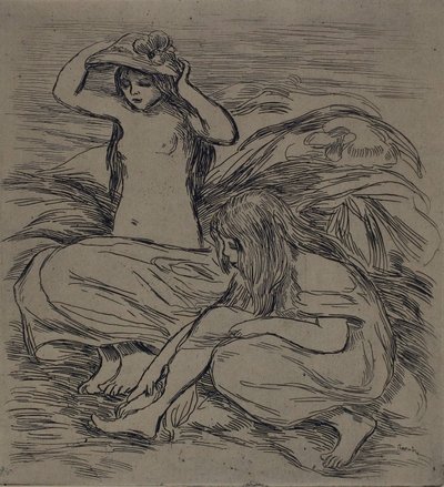 Zwei Frauen beim Baden, ca. 1895 von Pierre-Auguste Renoir