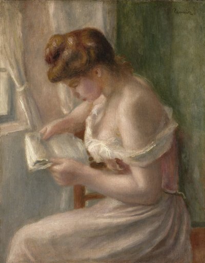 Kvinne som leser, ca. 1895 av Pierre Auguste Renoir
