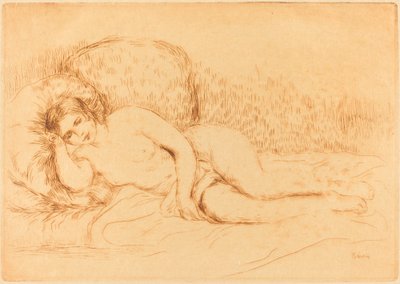 Kvinne liggende femme sofa, 1906. av Pierre Auguste Renoir