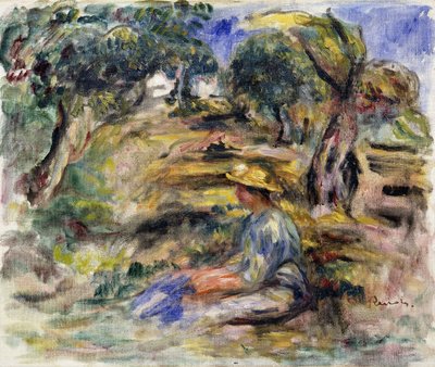 Kvinne i blått, sittende; Sittende kvinne i blått, av Pierre Auguste Renoir