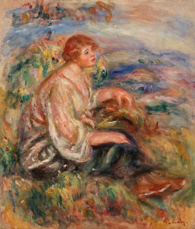 Frau in Tüllbluse und schwarzem Rock von Pierre-Auguste Renoir