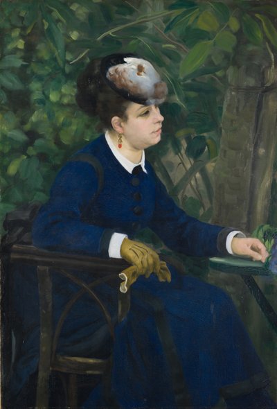 Frau im Garten Frau mit Möwenhut, 1868 von Pierre Auguste Renoir
