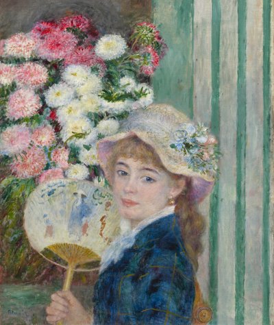 Kvinne med fan, ca. 1879 av Pierre Auguste Renoir